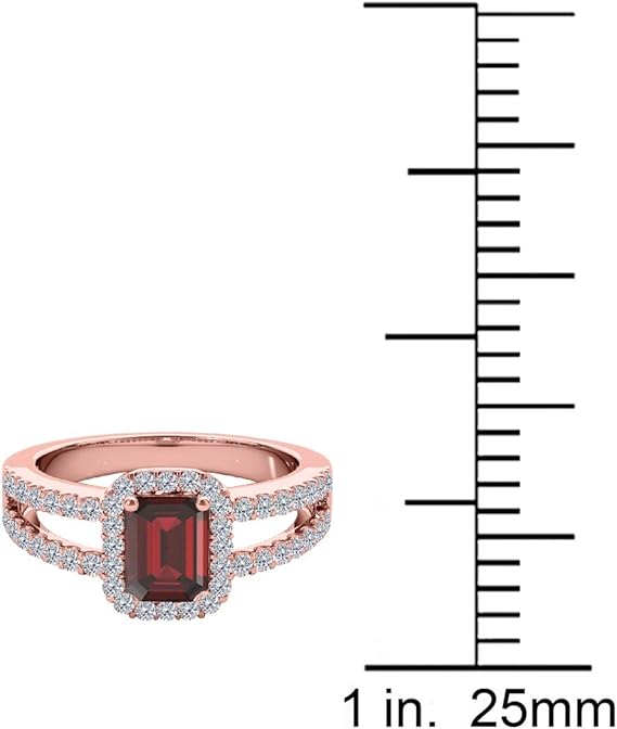 Gemstone and Diamond Ring for Women in 10k Solid Rose Gold With 2.00 Cttw (I-J, I1-I2) Natural Garnet And Diamonds, Best Valentinesday Gift