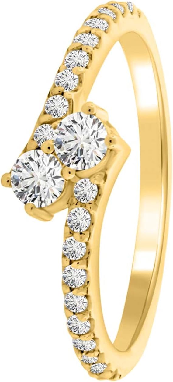 Diamond Engagement Ring For Women 0.50 Carat Round Shape White Diamond Prong Setting 22 Stones Engagement Aniversary Ring In 14K Solid Rose, White & Yellow Gold By AoneJewelry Collection