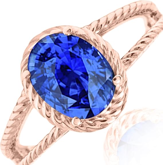 Aonejewelry 1.25 Carat Created Tanzanite Oval Shape Ring In 10K Solid Rose, White & Yellow Gold, Best Valentinesday Gift