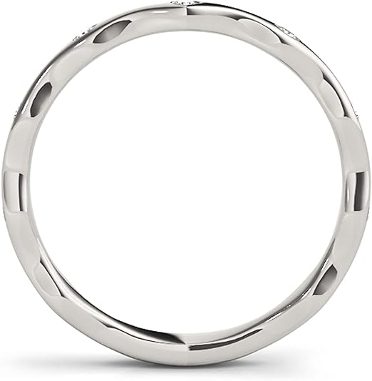 Aonejewelry 10K 0.15 Carat Bezel Set Solid Rose, White & Yellow Gold Diamond Wedding Band, Best Valentinesday Gift