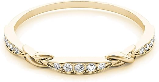 Aonejewelry 10K Round Diamond Wedding Band In Solid Rose, White & Yellow Gold, Best Valentinesday Gift