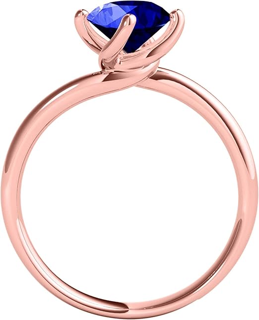 Aonejewelry 0.85 Carat 6mm Round Shape Natural Tanzanite Gemstone Solitaire Engagement Wedding Ring For Woman Crafted In 10K Rose White & Yellow Gold