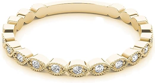 White Diamond Engagement Wedding Band In 14K Rose, White & Yellow Gold Aonejewelry 0.1 Carat 19 Stone Round Cut Prong Setting Jewelry Collection