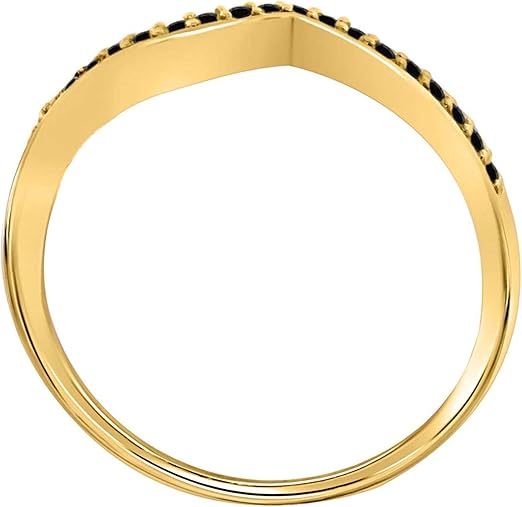 AoneJewelry 0.25 Carat Black Diamond Curved Wedding Band In 10K Solid Rose Gold, Best Valentinesday Gift