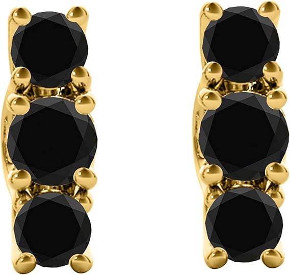AoneJewelry1.50 Carat Natural Black Diamond 14K Gold Stud Earrings for Women For Women's Prong-Setting Gemstone Wedding Jewelry Collection