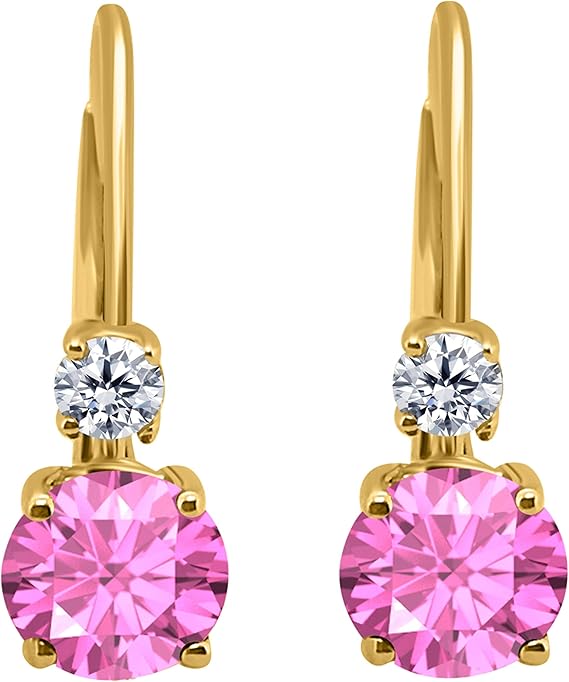 Aonejewelry1.80 Carats Gemstone Diamond Dangling Earrings for Women In 14K Yellow Gold Prong-Setting Gemstone Wedding Jewelry Collection