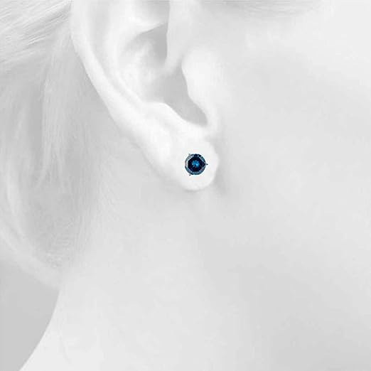 AoneJewelry0.75 CaratsW Round Blue Diamond Martini Stud Earrings for Women In 14K White Gold Prong-Setting Gemstone Wedding Jewelry Collection