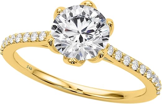 AoneJewelry 0.70 Cttw Lab-grown Round Shape White Diamond Ring made in 14K Rose, White, Yellow Gold