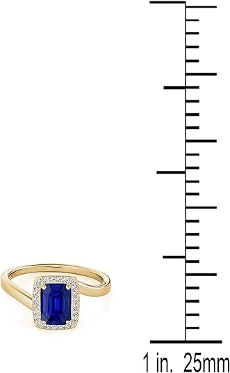 Aonejewelry 10K 1.00 Carat Created Emerald Shape Sapphire And Diamond Ring In Solid Rose, White & Yellow Gold, Best Valentinesday Gift