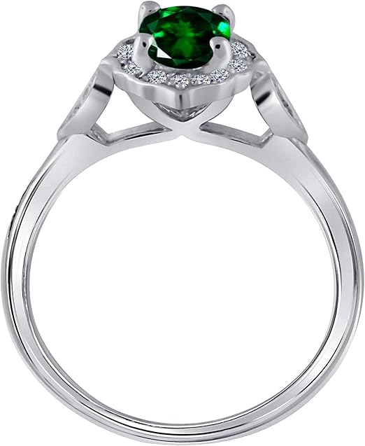 Aonejewelry 0.85 Carat Oval Shape Created Emerald And Diamond Ring In 10K Solid Rose, White & Yellow Gold, Best Valentinesday Gift