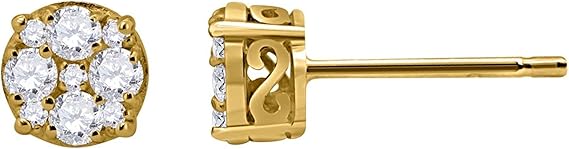 AoneJewelry 1/2 Carat Women Round Diamond Stud Earrings Set In 14k Gold Best Gift
