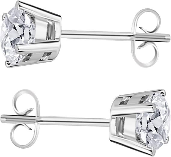 AoneJewelry 0.50 CTW Round Diamond Solitaire Stud Earrings In 14K White Gold, Best Valentinesday Gift