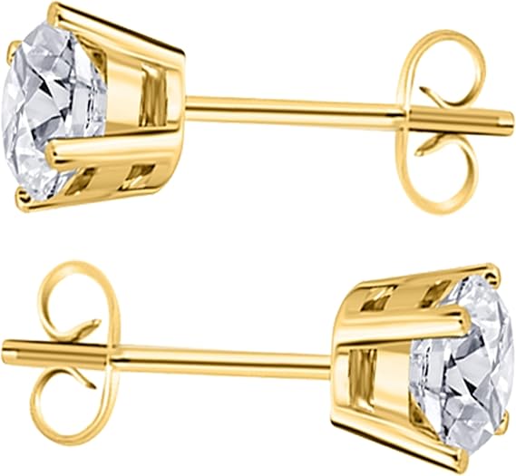 AoneJewelry0.30 CaratsW Round White Diamond Solitaire Stud Earrings for Women In 14K Yellow Gold Prong-Setting Gemstone Wedding Jewelry Collection