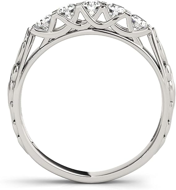 Aonejewelry 1.00 Carat Five Stone disigned Diamond Wedding Band In 10K Solid Rose, White & Yellow Gold, Best Valentinesday Gift
