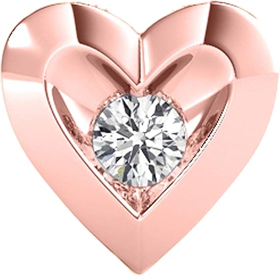 0.25 Carat Natural White Diamond In Center Of Beautiful Heart Shape Pendant Crafted In Rose White And Yellow Gold With 18" Box Chain Gold Plated Over 925 Sterling Silver For Women