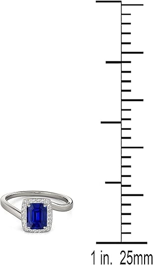 Aonejewelry 10K 1.00 Carat Created Emerald Shape Sapphire And Diamond Ring In Solid Rose, White & Yellow Gold, Best Valentinesday Gift