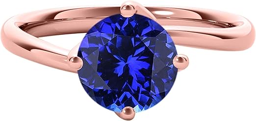 Aonejewelry 0.85 Carat 6mm Round Shape Natural Tanzanite Gemstone Solitaire Engagement Wedding Ring For Woman Crafted In 10K Rose White & Yellow Gold