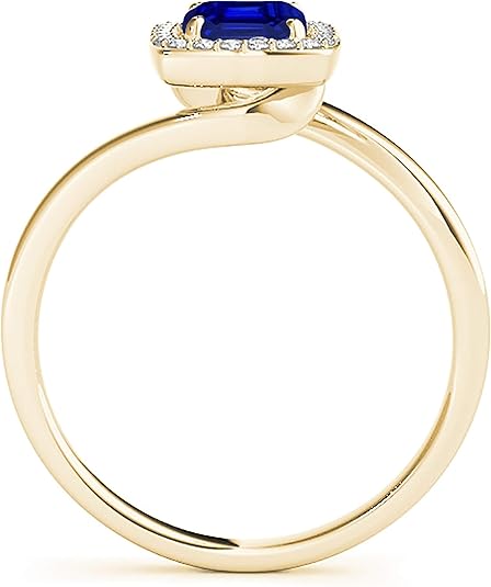 Aonejewelry 10K 1.00 Carat Created Emerald Shape Sapphire And Diamond Ring In Solid Rose, White & Yellow Gold, Best Valentinesday Gift