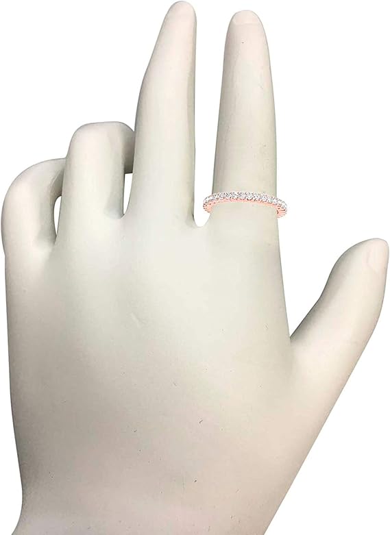 18K Diamond Eternity Wedding Band In Solid White,Yellow & Rose Gold, Best Valentinesday Gift