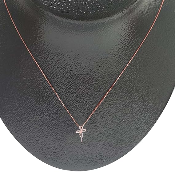 AoneJewelry 0.30 Carat Lab-Grown Round White Diamond Cross-Pendant Necklace For Women in 10K Rose, White and Yellow Gold with Sterling Silver Box Chain.