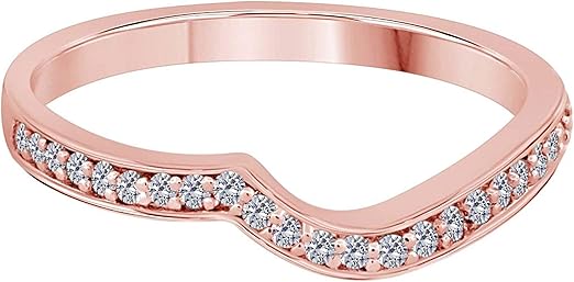 Aonejewelry 0.25 Carat Black Diamond Curved Wedding Band In 10K Solid Rose, White & Yellow Gold, Best Valentinesday Gift