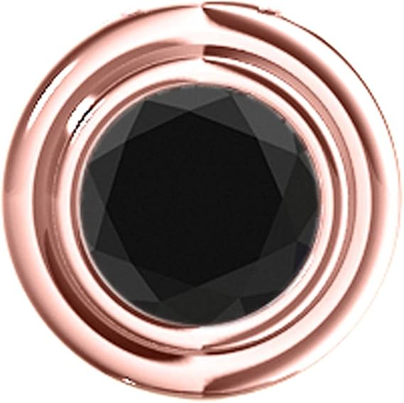AoneJewelry 1.00 Carat Natural Black Diamond Solitaire Bazel- Set Pendant Necklace For Woman Crafted In 10k Rose White And Yellow Gold With 18" Gold Plated Over 925 Sterling Silver Box Chain