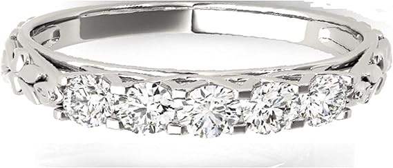 Aonejewelry 1.00 Carat Five Stone disigned Diamond Wedding Band In 10K Solid Rose, White & Yellow Gold, Best Valentinesday Gift
