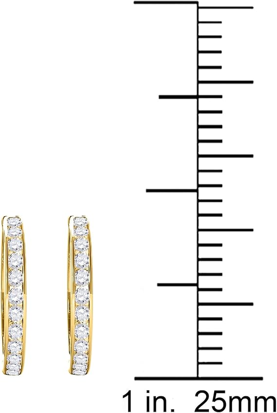 AoneJewelry1/2 Carat Natural Diamond (J-K/ I1-I2) Hoop Earrings for Women In 10K Gold Prong-Setting Gemstone Wedding Jewelry Collection