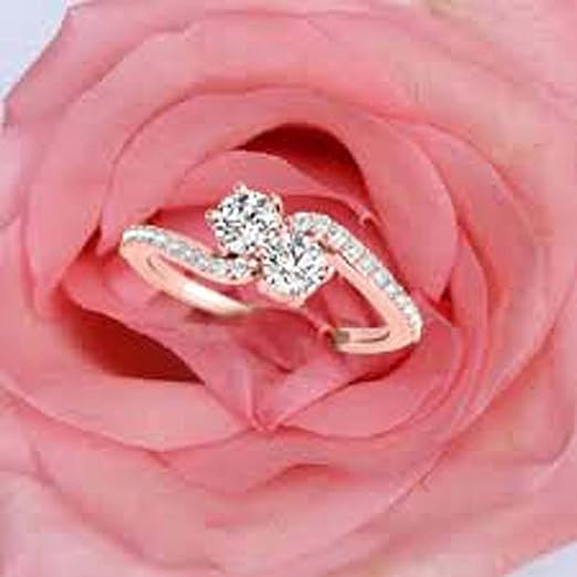 AoneJewelry 0.75 Cttw Lab-grown Round Shape Two-Stone White Diamond Ring made in 14K Rose, White, Yellow Gold
