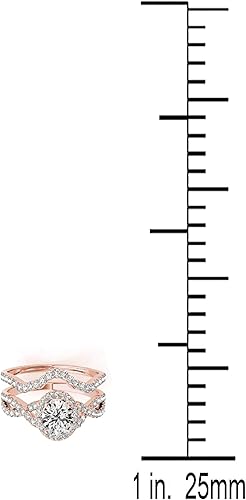 Aonejewelry 10K Rose, White & Yellow Gold 3/4 Carat Engagement Bridal Set Ring, Best Valentinesday Gift