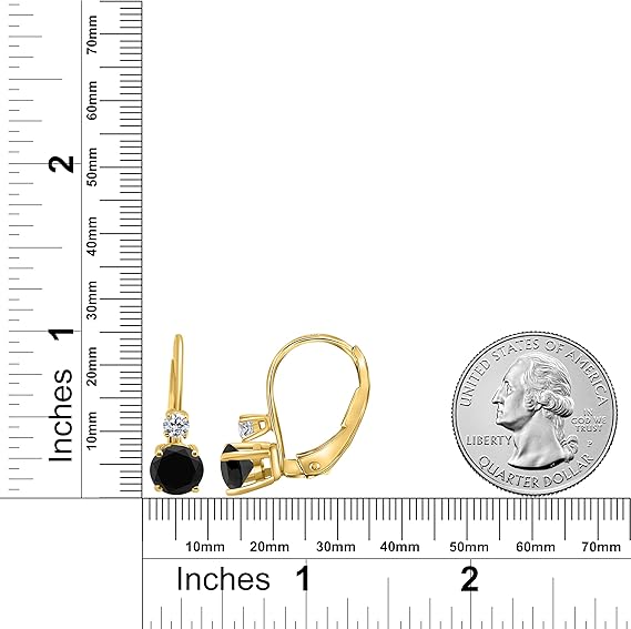 Black & White Diamond Leverback Earring for Women| 14K Rose,White & Yellow Gold 0.75 Carat 4 Stone Round Cut Prong Setting Genuine Diamond Wedding Jewelry Collection