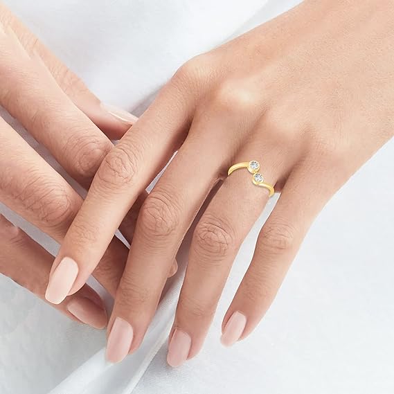 Diamond Engagement Ring For Women 0.25 Carat Round Shape White Diamond Prong Setting 2 Stones Engagement Aniversary Ring In 14K Solid Rose, White & Yellow Gold By AoneJewelry Collection