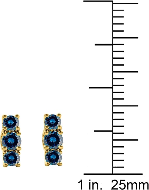 AoneJewelry3/4 Carat Blue Diamond Stud Earrings for Women In 14K Solid Gold With Secure Push Back Prong-Setting Gemstone Wedding Jewelry Collection