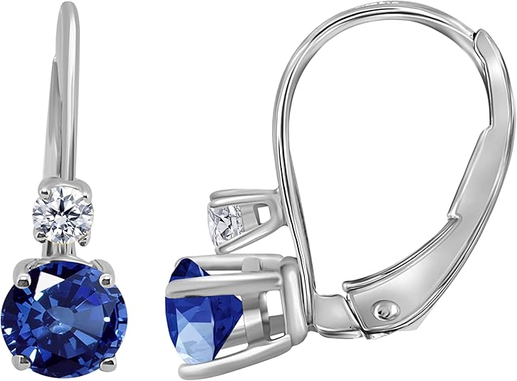 Gemstone & Diamond Leverback Earring for Women| 14K Rose,White & Yellow Gold 1.10 Carat 4 Stone Round Cut Prong Setting Genuine Diamond Wedding Jewelry Collection