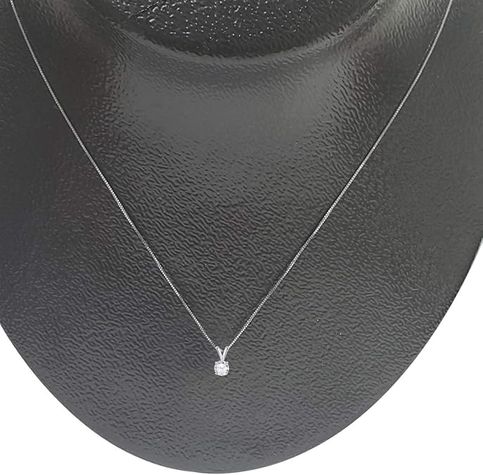 AoneJewelry 0.33 CT Round White Diamond Solitaire Pendant In 14K White Gold, Best Valentinesday Gift
