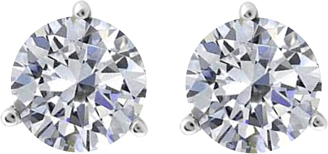 AoneJewelry0.40 CaratsW Round White Diamond Martini Stud Earrings for Women in 14K White Gold Prong-Setting Gemstone Wedding Jewelry Collection