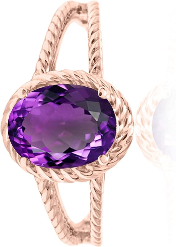 Aonejewelry 1.25 Carat Oval Shape Amethyst Ring In 10K Solid Rose, White & Yellow Gold, Best Valentinesday Gift