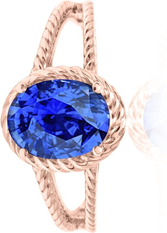 Aonejewelry 1.25 Carat Created Tanzanite Oval Shape Ring In 10K Solid Rose, White & Yellow Gold, Best Valentinesday Gift