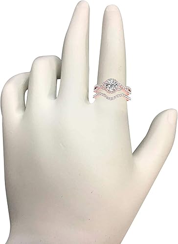 Aonejewelry 10K Rose, White & Yellow Gold 3/4 Carat Engagement Bridal Set Ring, Best Valentinesday Gift
