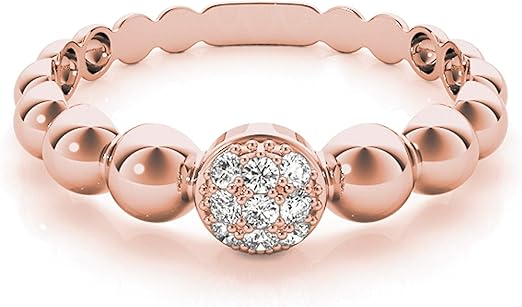Aonejewelry 10K Round White Diamond Ring In Solid Rose, White & Yellow Gold, Best Valentinesday Gift