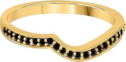 AoneJewelry 0.25 Carat Black Diamond Curved Wedding Band In 10K Solid Rose Gold, Best Valentinesday Gift