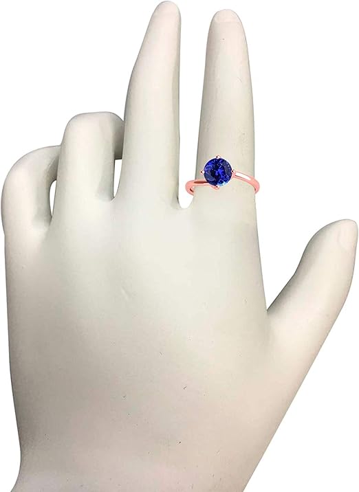 Aonejewelry 0.85 Carat 6mm Round Shape Natural Tanzanite Gemstone Solitaire Engagement Wedding Ring For Woman Crafted In 10K Rose White & Yellow Gold