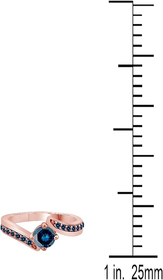 Aonejewelry 0.75 Carat Blue Natural Diamond Ring In 14K Solid Rose, White And Yellow Gold, Best Valentinesday Gift