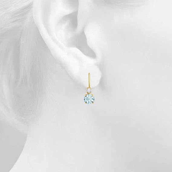 Aonejewelry1.80 Carats Gemstone Diamond Dangling Earrings for Women In 14K Yellow Gold Prong-Setting Gemstone Wedding Jewelry Collection
