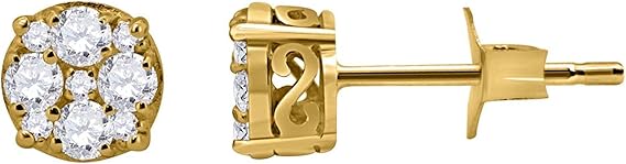 AoneJewelry 1/2 Carat Women Round Diamond Stud Earrings Set In 14k Gold Best Gift