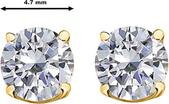 AoneJewelryIGI Certified 0.75 CaratsW Round White Diamond Solitaire Stud Earrings for Women In 14K Yellow Gold Prong-Setting Gemstone Wedding Jewelry Collection
