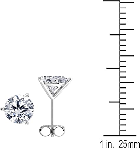 AoneJewelry0.40 CaratsW Round White Diamond Martini Stud Earrings for Women in 14K White Gold Prong-Setting Gemstone Wedding Jewelry Collection