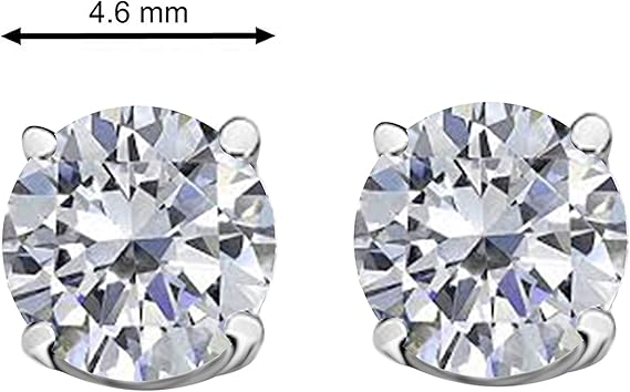 AoneJewelry0.60 CaratsW Round White Diamond Solitaire Stud Earrings for Women In 14K White Gold Prong-Setting Gemstone Wedding Jewelry Collection