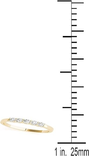 AoneJewelry Five Stone 0.25 Carat Diamond Engagement Wedding Band In 10K Solid Rose, White & Yellow Gold, Best Valentinesday Gift