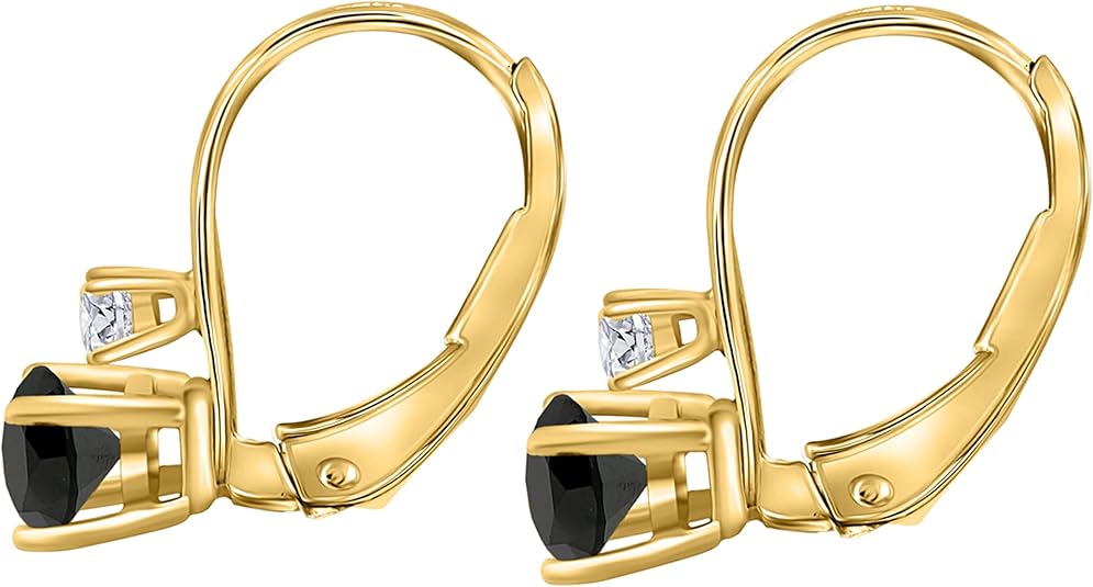 1.00 Carats Elegant leverback 2 Centre Black Diamonds & 2 White Diamonds Earrings for Women crafted in 14k Rose, White & Yellow Gold Prong-Setting Gemstone Wedding Jewelry Collection